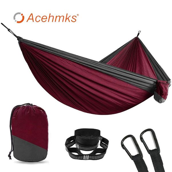 

acehmks outdoor furniture black snap garden swing camping travel hammock two-person 2 person nylon ultralight portable hammock