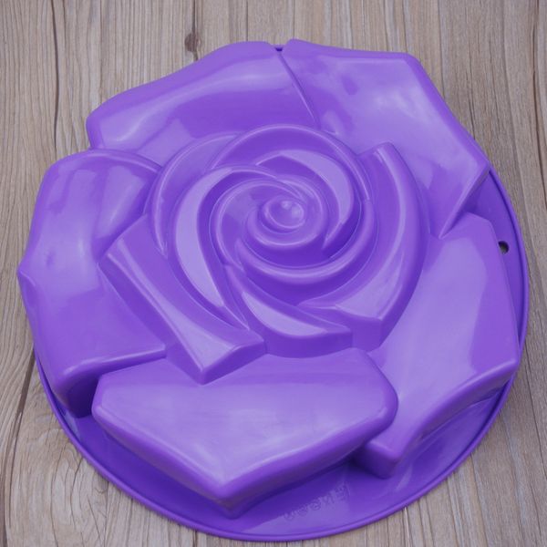 Büyük Boy 29 * 5.8 CM Gül Çiçek Şekli Silikon Kek Kalıp Silikon Kek Pan Mutfak DIY Kalıp 210225