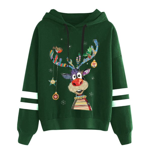 

Women's Hoodie Harajuku Sweatshirt Oversized Christmas Print Long Sleeve Casual Pullover Jacket, Black
