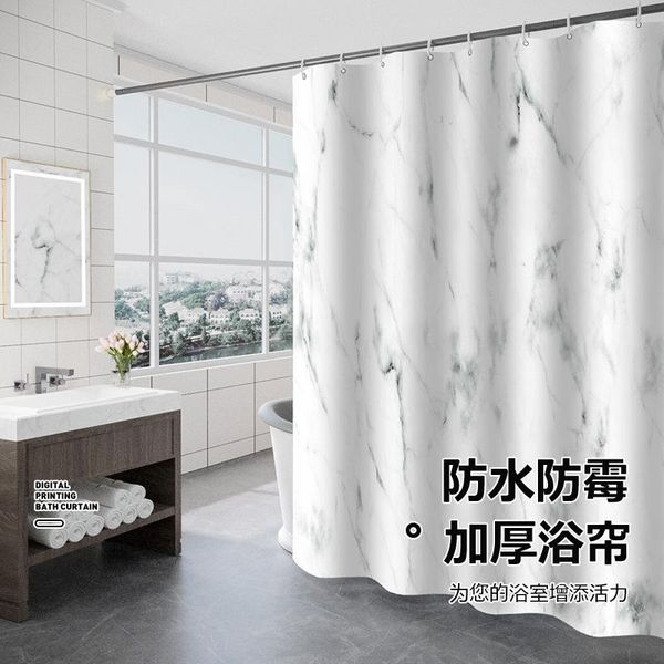 

shower curtains marble pattern white curtain thick polyester bathroom waterproof curtains(with hook rings)