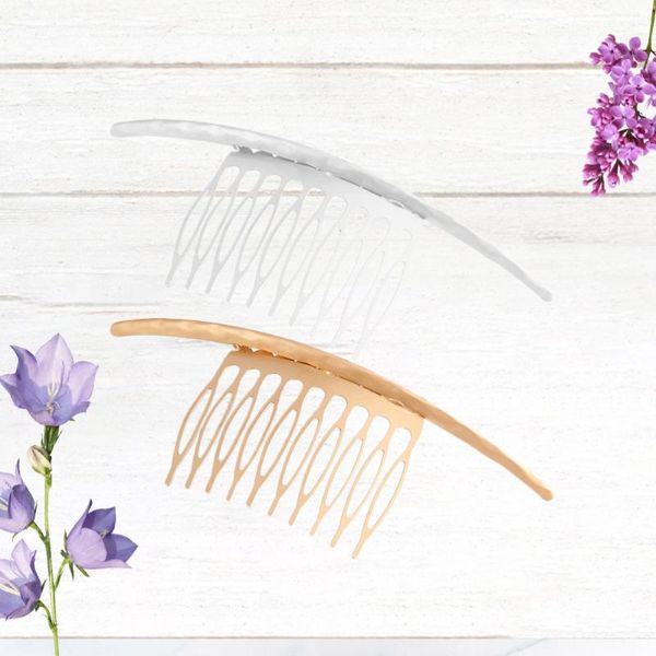 

hair brushes 2pcs simple side combs comb clip band for girls ladies (golden, silver)