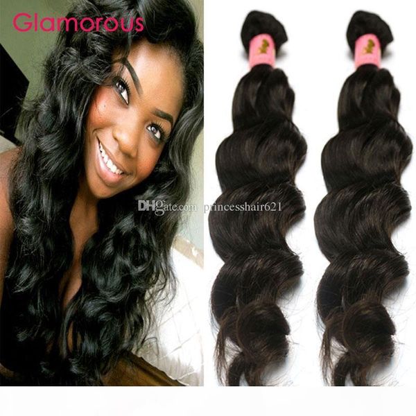 

glamorous virgin human hair weft 2 bundles brazilian weave 8-34inch peruvian indian malaysian wavy hair extensions queen hair product, Black