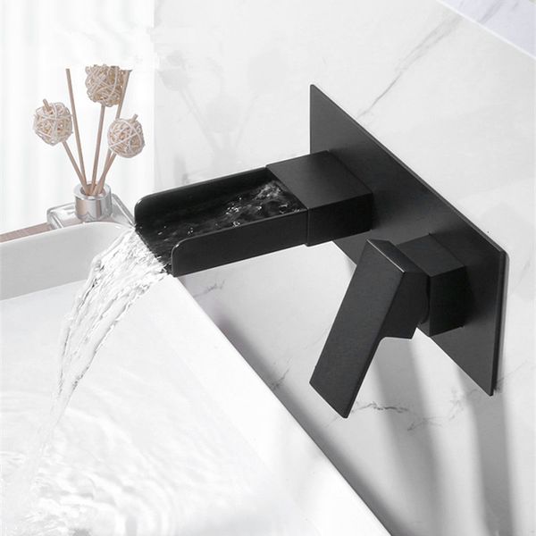 

bathroom sink faucets wall mounted basin brass single handle mixer tap and cold water bath matt black fntj