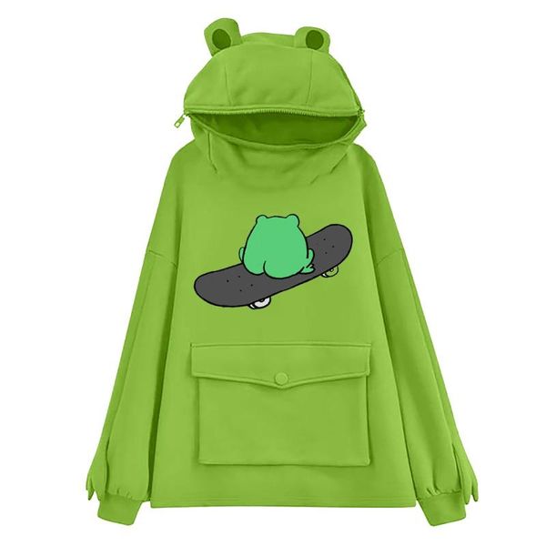 

women's hoodies & sweatshirts frog pullover winter sense hoodie women harajuku tracksui 2021 streetwear casual fashion embroidery, Black