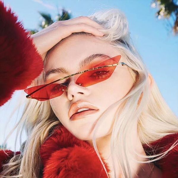 

d amp t fashion sunglasses multicolor small triangle sun glasses vintage women cateye eyewear frameless sunglass, White;black