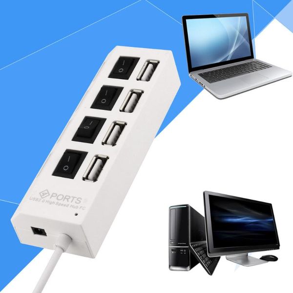

hubs 4 port usb 2.0 hub on/off switches +dc power adapter cable for pc lapcomputer connect mouse,printers,scanner 25