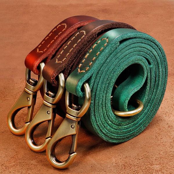 

1.5m real leather dog leash rope pet walking running leash lead for small medium large dogs genuine leather pets st qylegy