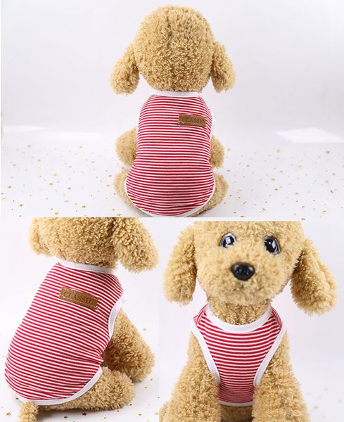 Clássico moda animal de estimação provisão cão vestuário roupas colete verão vestes suaves sublimação filhotes cachorro camisa filhote de cachorro vestido fino vestuário legal 6 cor listra s rosa a10