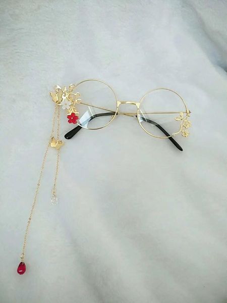

fashion sunglasses frames lolita antique style glasses tassels butterfly mix and match chinese clothing han dynasty accessories eyeg, Black