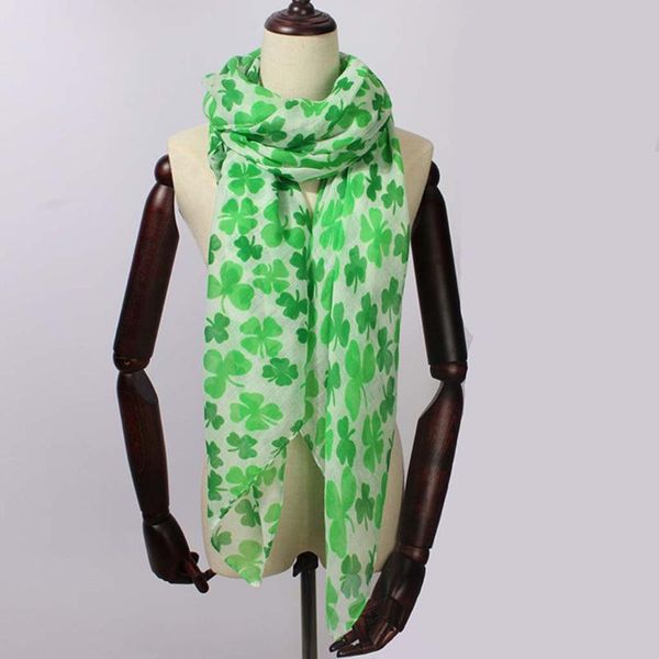 

irish clover shamrock print women's scarf shawl wrap soft lightweight st patrick's day gift accessories, a30, Blue;gray