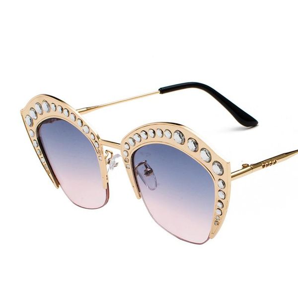 

sunglasses lady's cat eye gold fashion party for woman with crystal stones in case designer driving, White;black