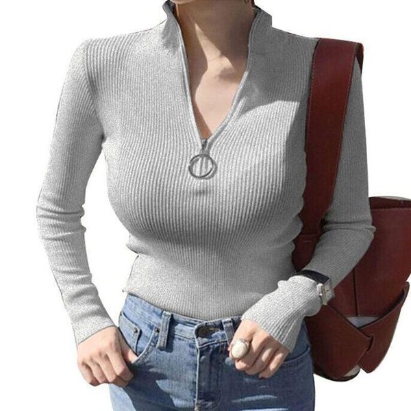 

women's sweaters fashion zipper turtleneck women sweater skinny elastic knitted full sleeve pullover femme spring jumper, White;black