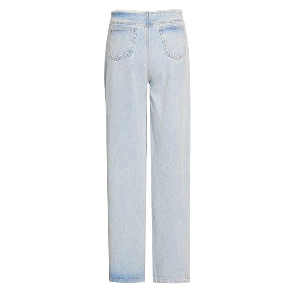 

casual denim blue pants for women high waist straight patchwork wide leg jeans female fashion new clothing 2021, Black;white