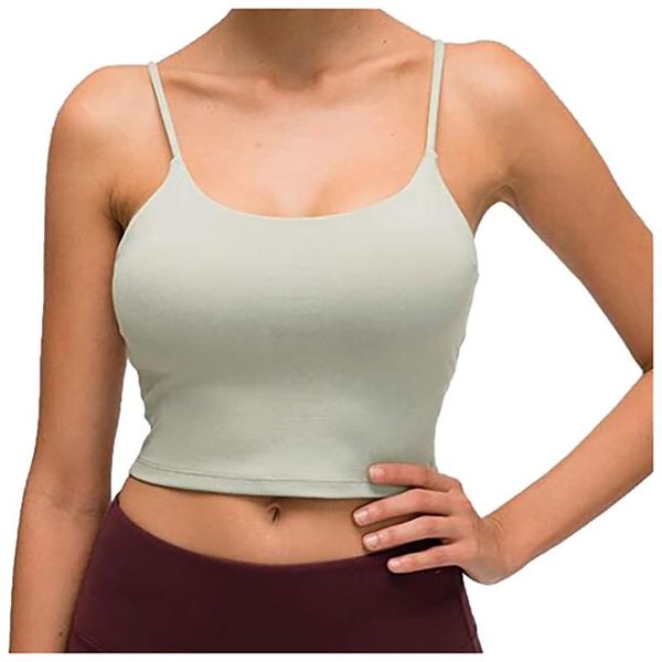 

women's tanks & camis women sleeveless casual vest ladies short tees female chest pad movement tank build in bra cami crop#yl10, White