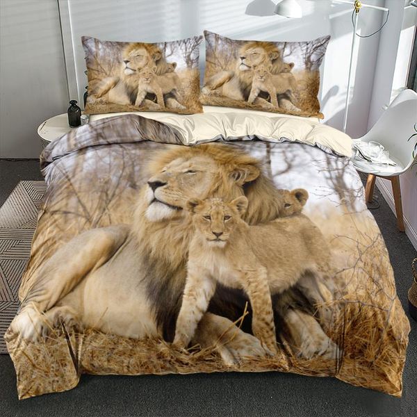 

bedding sets animal comforter covers 3d design lion quilt cover pillow cases 140*200cm full twin double  size camel bedclothes
