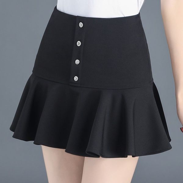 

2021 new korean style buttons front mini skirts womens summer a line high waisted black white short skirt c103 dxb3