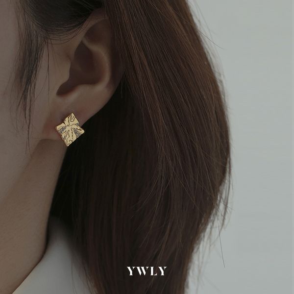 

concave convex square zircon earrings for women ywly, Golden