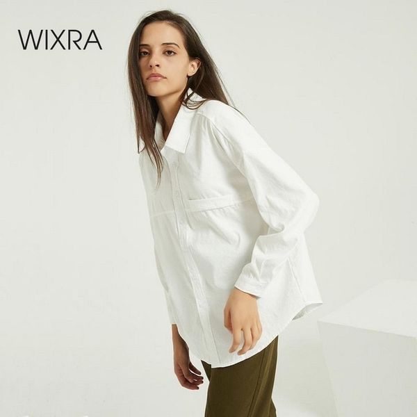 

wixra casual loose women shirts new fashion collar blouse long sleeve buttons white shirt women spring autumn 210225