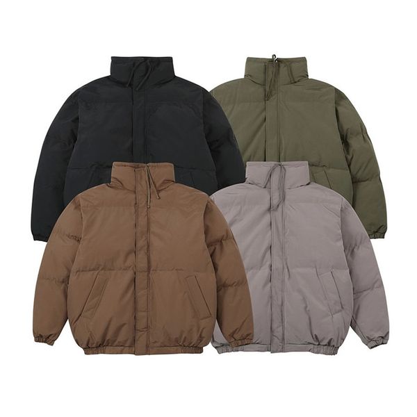 

2021 new fog essentials down women stand collar bread outerwear male clothes coats for winter jacket men 128o, Black