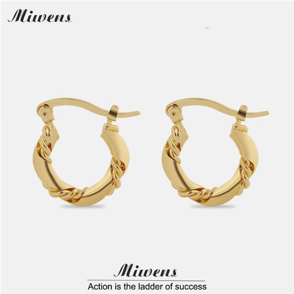 

hoop & huggie miwens stainless steel copper earrings for women fashion geometric circle cute golden statement ear jewelry, Golden;silver