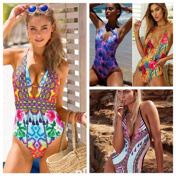 

2021 one piece swimsuit female swimwear women printed bathing suit bodysuit swim wear beachwear monokini biquini bather, White;black