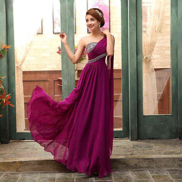 

prom luxury boutique occasion dresses 2021 one shoulder long banquet bride large slim fitting red toast, Black
