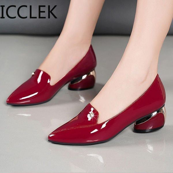 

dress shoes plus size 42 women pumps patent leather low heels office lady leaf boat shoe classics pump spring, Black