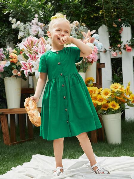 

toddler girls pocket front dress she, Red;yellow