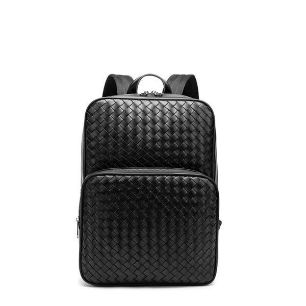 

backpack men's pu leather check black waterproof business lapbag for male