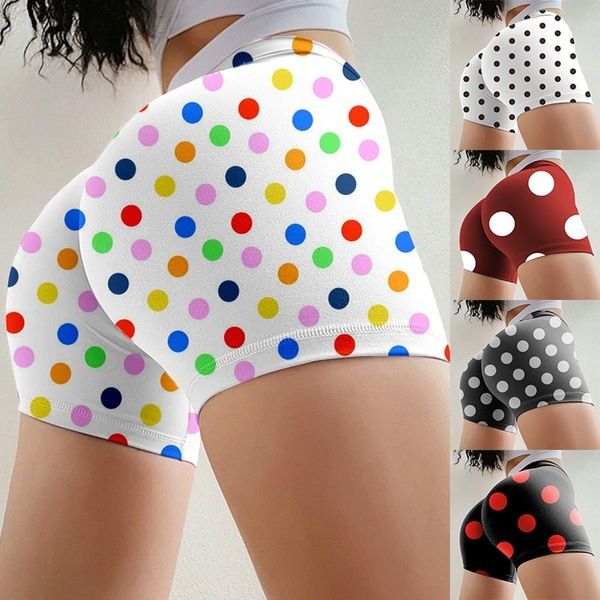 

womens sportswear shorts 2020summer casual dotted elastic high waist short micro shorts for females gym fitness running, White;black