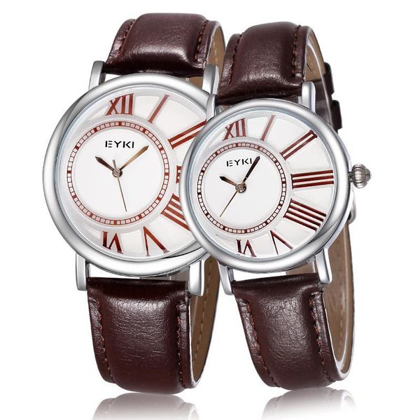 

wristwatches 2021 men's and women's watches leather strap fashion personality men women quartz watch couple relogio masculino, Slivery;brown