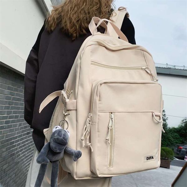 

dcimor double-deck waterproof nylon women backpack female multi-pocket lapbackpack travel bag college schoolbag 210929