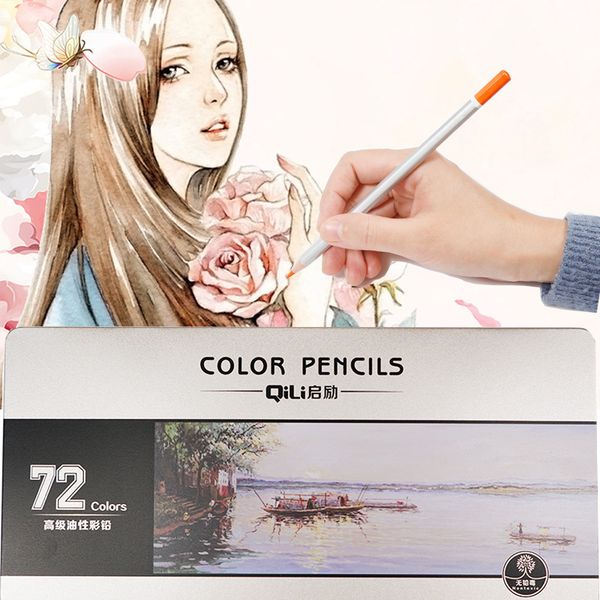 

color 72 pencil 48 iron box set tinplate painting 36 art graffiti, Black;red
