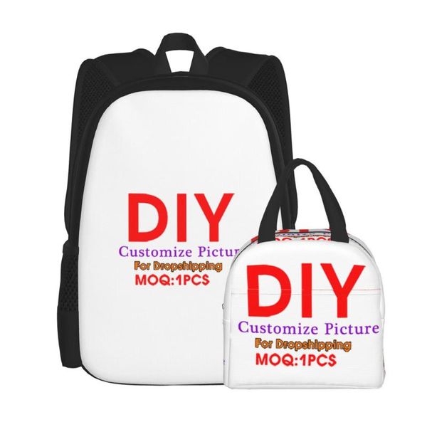 

backpack whereisart 2pcs customize casual with lunch bags men luxury schoolbag for teenage girls bolso mochila mujer dropship