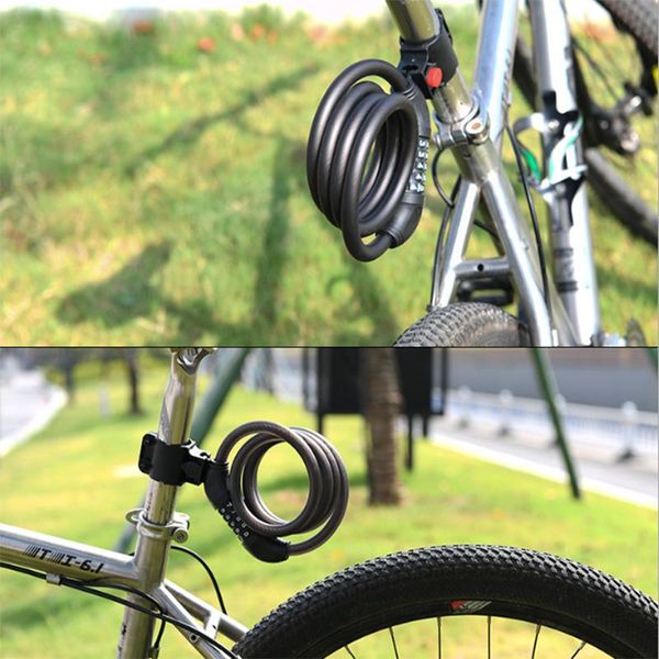 

bike locks mtb road bicycle code lock safety password fixed portable anti-theft steel wire chain accessories