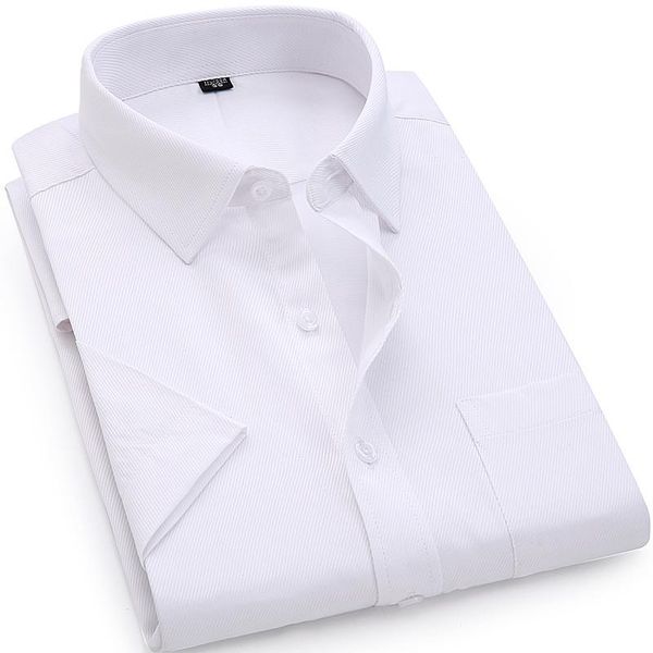 

dress men's summer short sleeve shirt plus size 5xl 6xl 7xl 8xl male social regular fit casual shirt black white, White;black
