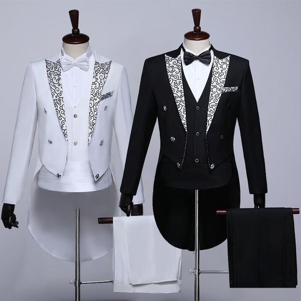 

men's suits & blazers swallowtail male self-cultivation casual groom dress ceremonies hosted magic jazz dance chorus performance clothi, White;black