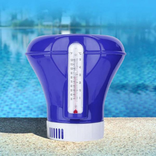 

pool & accessories 8 inch automatic chlorine tablet dispenser with thermometer swimming floating sterilizer cleaning tool