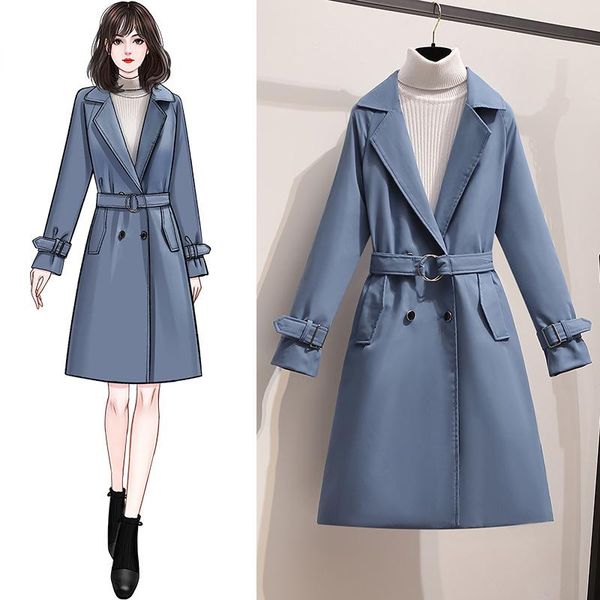 

women's trench coats long windbreaker w209, Tan;black