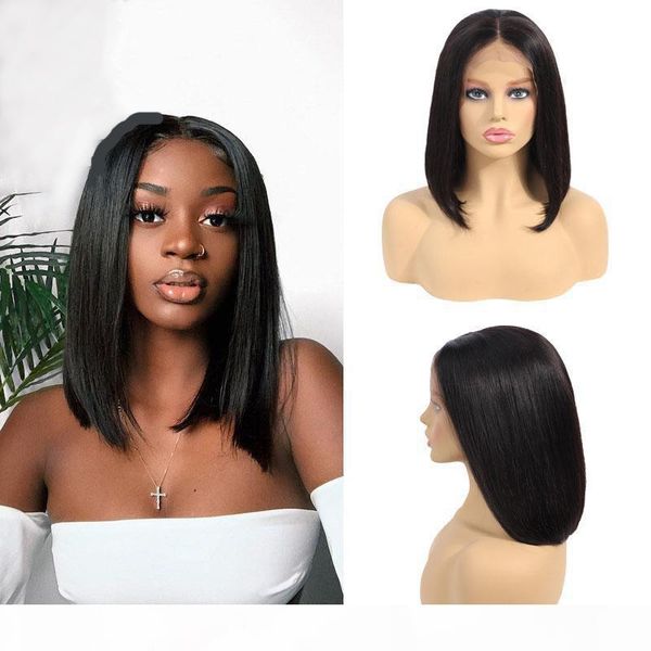 

bob medium brown lace human baby hair pre plucked brazilian remy hair full lace& lace front straight short bob wig for black women, Black;brown