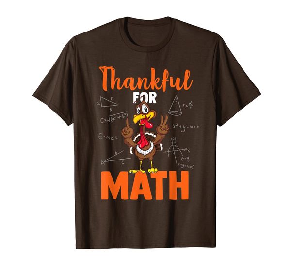 

thankful for math funny turkey thanksgiving t-shirt, White;black