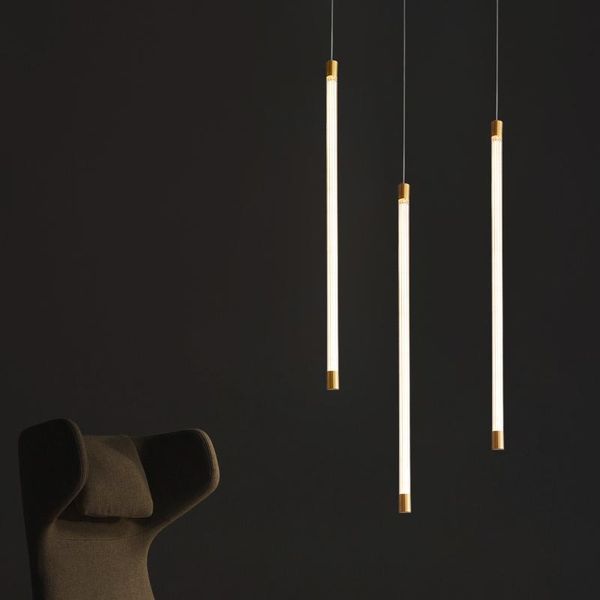 

pendant lamps modern decorate bedroom living room dining copper acrylic line chandelier lighting