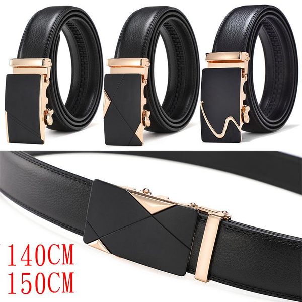 

belts automatic buckle belt men's leather lengthened 150cm casual business designer men high quality, Black;brown