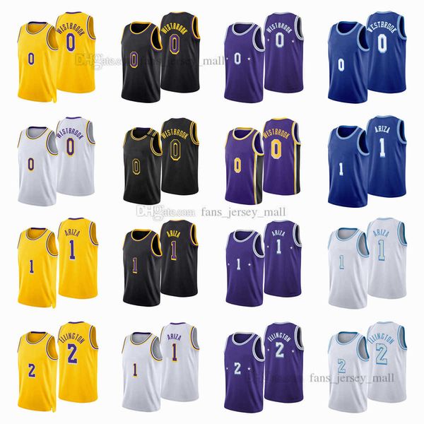 

printed city basketball jerseys 0 russell 2 wayne westbrook ellington trevor 1 ariza jersey color white orange blue black purple yellow, Black;red