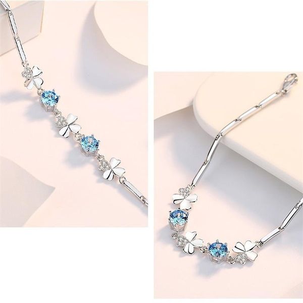 

link, chain han edition set auger zircon flower clover bracelet female stall decorations contracted amethyst, Black