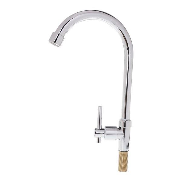 

bathroom sink faucets kitchen 1/2" connect basin faucet gooseneck single cold water tap chrome plated