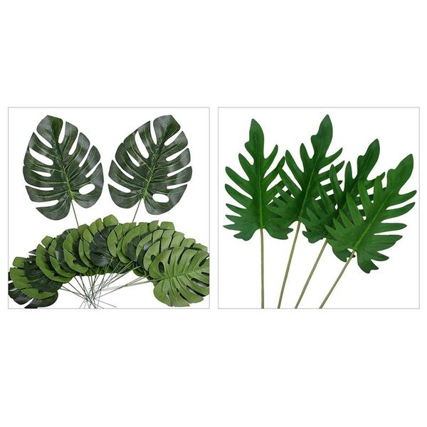 

decorative flowers & wreaths fake faux artificial tropical palm leaves 24 counts for hawaiian luau party decoration plants supplies 4