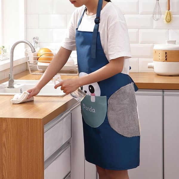 

aprons cartoon animal print waterproof apron kitchen cooking and washing dishes anti-oil big pocket housework