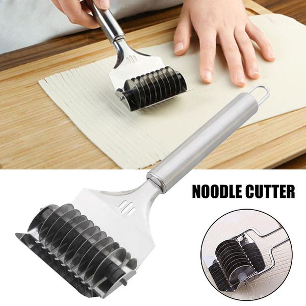 

baking & pastry tools stainless steel noodle lattice roller cutter manual dough pasta spaghetti maker kitchen supply &