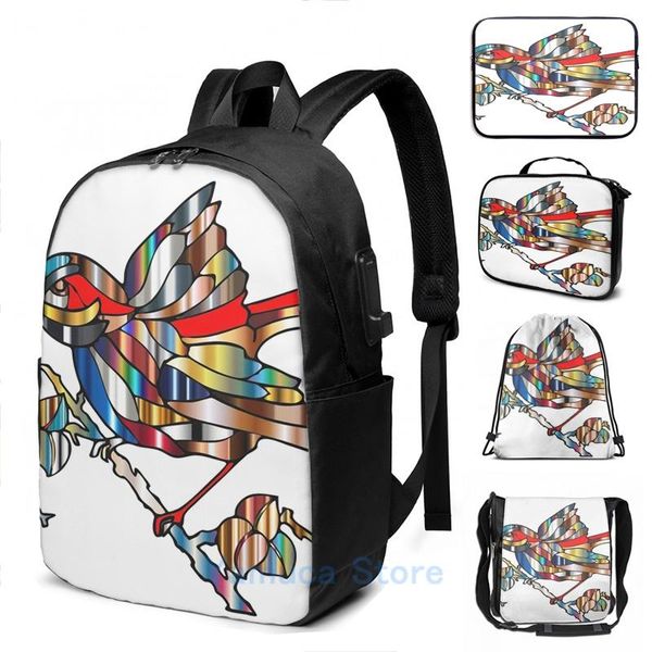 

backpack funny graphic print bird usb charge men school bags women bag travel laptop